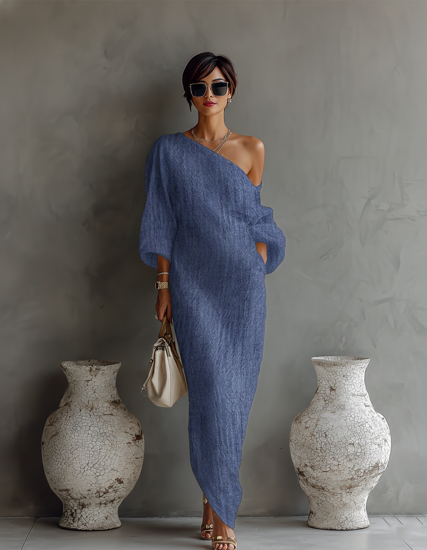 Robe en lin ivoire sans épaules