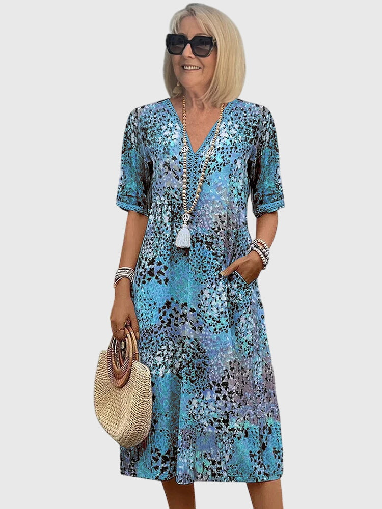 Yvonna | Robe Midi Fleurie Élégante